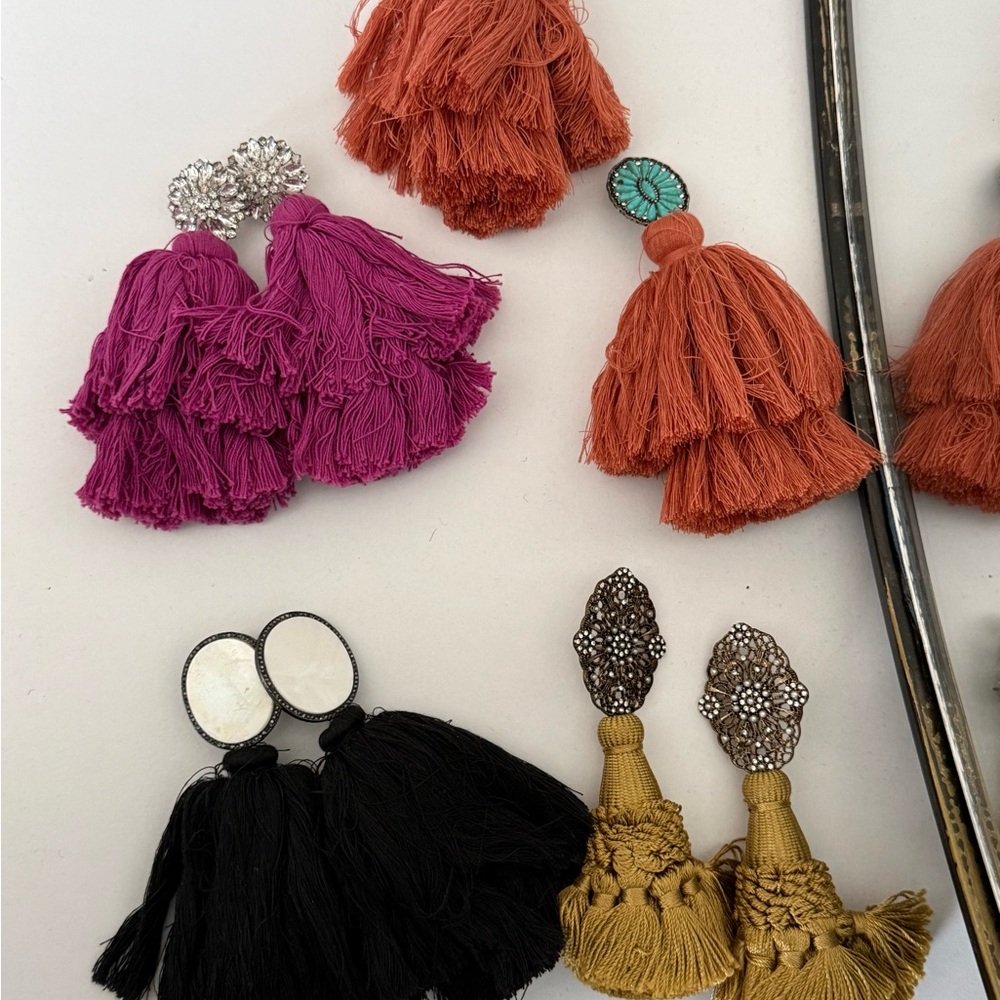 Colorful Tassel Earrings- Purple